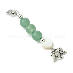 Colgantes de aleación con forma de elefante y cuentas de concha de agua dulce&nbsp;HJEW-JM02703