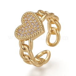 Anelli di polsino in zircone chiaro con micro pavè di ottone&nbsp;RJEW-Z003-06G
