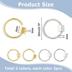 6 Stück 2 Farben Messing Schraubkarabinerverschluss Charms&nbsp;KK-HS0001-08