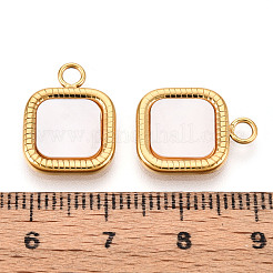 304 Edelstahl Pavé natürliche Muschel quadratische Anhänger&nbsp;STAS-N112-10G