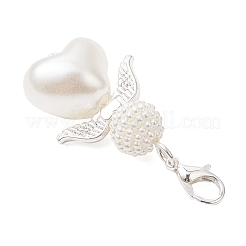 7 ciondolo a forma di cuore in acrilico e plastica ABS con perle finte&nbsp;HJEW-JM03564