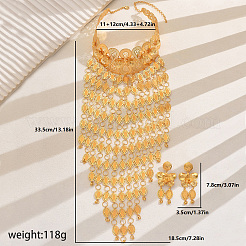 Set di collane e orecchini di lusso con ciondolo a forma di moneta a forma di farfalla floreale in ferro per donna&nbsp;GE2124