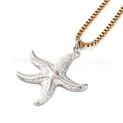 304 Edelstahl Sommer Strand Anhänger Box Kette Halsketten&nbsp;NJEW-K389-01GP-02