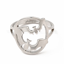 Anello regolabile in acciaio inossidabile 304 anti-ossidazione a forma di pipistrello per donna&nbsp;RJEW-B027-04P