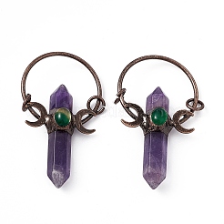 Natürlicher Amethyst Doppelendstück spitze große Anhänger&nbsp;G-D483-01AB