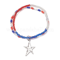 Pulseras con dije de estrella de aleación de doble capa&nbsp;BJEW-MZ00337