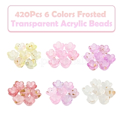 420 Stück 6 Farben mattierte transparente Acrylperlen&nbsp;OACR-FS0002-17B