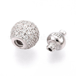 925 Sterling Silber Mikropflaster klare Zirkonia europäische Verschlüsse&nbsp;STER-T007-142P
