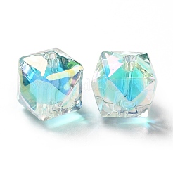Perline acriliche iridescenti arcobaleno con placcatura uv bicolore&nbsp;TACR-D010-02A