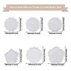 6 Stück 6 Stil Silikon-Blumen-Tassenmatten-Formen-Sets&nbsp;DIY-BG0001-21