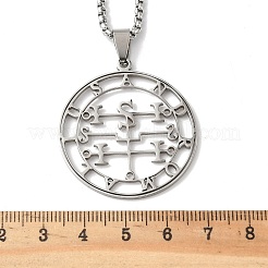 201 collane con ciondolo a forma di sigillo demoniaco con taglio cavo in acciaio inossidabile&nbsp;LS-NJEW-H065-25P
