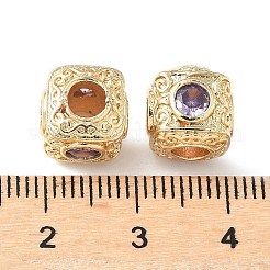 Perline europee in ottone cubico lilla zirconia&nbsp;KK-A254-13G-02
