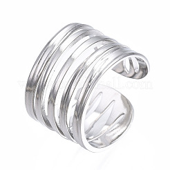 Anillo de puño abierto de múltiples hilos de acero inoxidable 304 que no se deslustra&nbsp;RJEW-T023-30P