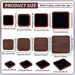 4 Stück 4 Stile quadratische Holz-Display-Tabletts für Ringe&nbsp;ODIS-PH0009-26