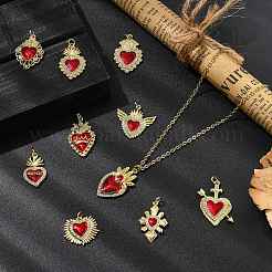 10 pz 10 stili pendenti in ottone grado aaa zirconia cubica&nbsp;KK-CJ0003-07