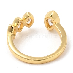 Offene Manschettenringe aus Messing mit klaren Zirkonia im Gestell für Damen&nbsp;X-RJEW-Q770-31G