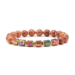 Ensemble de bracelets extensibles en perles rondes en bois naturel&nbsp;BJEW-JB07139