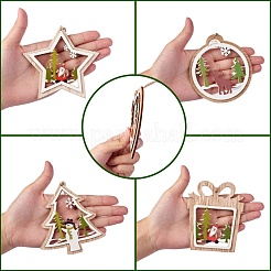 10 pz 5 ornamenti da appendere in legno in stile&nbsp;sgWOOD-SZ0004-04