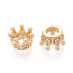 Perle di zirconi cubici trasparenti in micro pavè di ottone&nbsp;KK-T080-89G