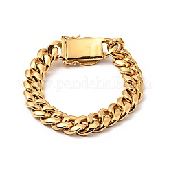 Ionenplattierung (IP) 304 Edelstahl Panzerketten Armband mit Kristall Strass&nbsp;BJEW-E009-05G-02