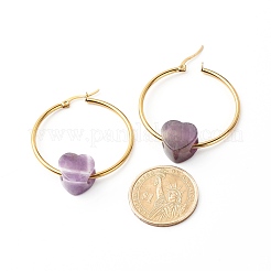 Orecchini di perle di ametista naturale cuore per donna ragazza&nbsp;EJEW-JE04638-02