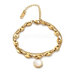 304 Edelstahl-Charm-Armbänder mit Kaffeebohnen- und Kabelkette für Damen&nbsp;BJEW-U024-01G