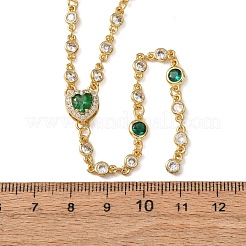 Collana con ciondolo a cuore in ottone con pavé di zirconi e nappa per donna&nbsp;NJEW-A071-01G-05