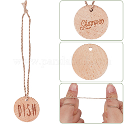 4 juego de 2 etiquetas colgantes de madera redondas y planas para gel de baño&nbsp;DIY-GF0013-28