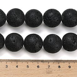 Fili di perle rotonde di roccia lavica naturale&nbsp;G-M169-18mm-03