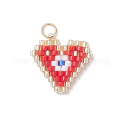 Colgantes de corazón con cuentas de semillas de vidrio y ojos&nbsp;PALLOY-MZ01047