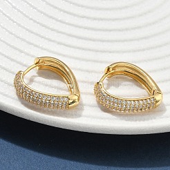 Pendientes de aro de latón con micro circonitas y cubic zirconia transparente&nbsp;EJEW-C182-07F-G