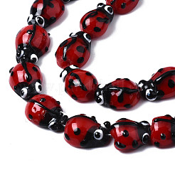 Cuentas mariquita hecha a mano de cristal de murano hebras&nbsp;LS-LAMP-R004-11