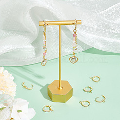 12 pièces de boucles d'oreilles créoles en laiton micro pavées de zircone cubique claire&nbsp;KK-UN0002-23