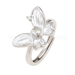 Componentes de anillo ajustables de latón con micro pavé de circonitas cúbicas&nbsp;KK-CBAC351-04P