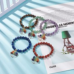 Set di braccialetti elasticizzati con pietre preziose miste naturali in stile 5 pz 5&nbsp;BJEW-JB08748