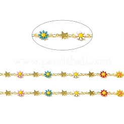Catene a maglia in ottone fatte a mano con fiori e stelle&nbsp;CHC-D032-16G