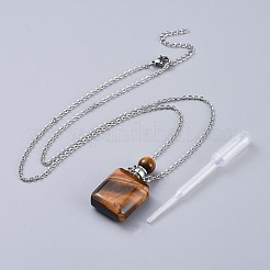 Colliers pendants de bouteille de parfum en pierre naturelle&nbsp;NJEW-F266-02P