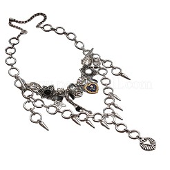 Schmuckset aus gotischer Halskette mit Stacheln aus einer Legierung und Armband mit Anhänger&nbsp;WGBD2FA-01