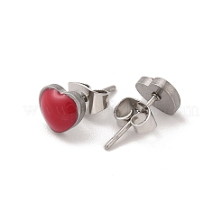 3 Paar 3 Farben 304 Edelstahl Emaille Herz Ohrstecker für Frauen&nbsp;EJEW-K279-01P