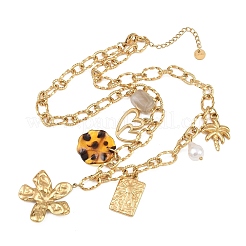 Collane a pettorina da donna con pendenti multipli in acciaio inossidabile 304&nbsp;SA-CBA717A-02G-01