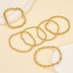 6 Stück runde Stretch-Armbänder aus Messingperlen für Damen&nbsp;BJEW-SW00150