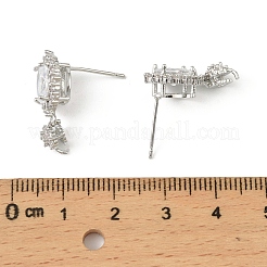 Boucles d'oreilles à tige ovales en laiton avec micro pavé de zircones cubiques transparentes&nbsp;LS-KK-C107-07P