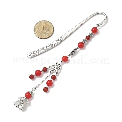 Perles rondes en jade malaisien naturel et marque-pages ange en alliage&nbsp;AJEW-JK00392-03