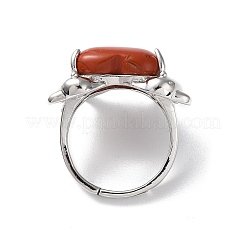 Anelli regolabili con delfino e cuore in diaspro rosso naturale&nbsp;RJEW-K241-02P-05