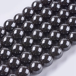 Chapelets de perles en hématite synthétique magnétique, Grade a, ronde, noir, 10mm, Trou: 2mm, 15.5 pouce