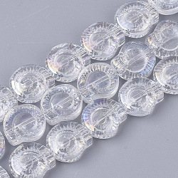 Chapelets de perles en verre électroplaqué, de couleur plaquée ab , forme de coquille spirale, clair ab, 12x11.5x4.5mm, Trou: 1mm, Environ 50~51 pcs/chapelet, 24.41 pouce (62 cm)