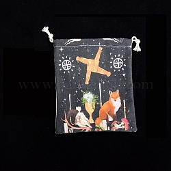 Bolsa de almacenamiento de cartas de tarot, bolsas de tela con cordón, para brujería wiccan altar suministros, Rectángulo, zorro, 160~165x135mm