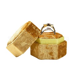 Cajas de anillo de terciopelo gorgecraft, hexágono, oro, 4.3x4.9x4.3 cm