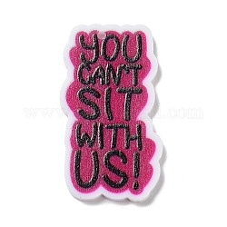 Acrylic Pendants, Word YOU CAN'T SIT WITH US, Black, 33x19x2mm, Hole: 1.4mm