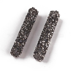 Perles de strass en verre, pour la fabrication artisanale de bijoux bricolage, Tube, jet métallique argent, 32~33x6mm, Trou: 0.8mm